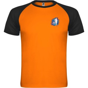 Indianapolis rvid ujj uniszex sportpl, fluor orange, solid black (T-shirt, pl, kevertszlas, mszlas)
