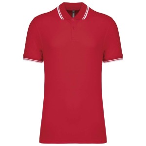 Kariban frfi rvidujj gallros pl, Red/White (gallros pl, 90-100% pamut)