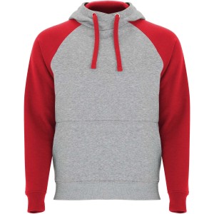 Roly Badet uniszex kapucnis pulver, Heather grey, Red (pulver)