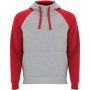 Roly Badet uniszex kapucnis pulver, Heather grey, Red