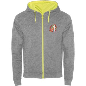 Roly Fuji uniszex cipzros pulver, Heather grey, Fluor Yellow (pulver)